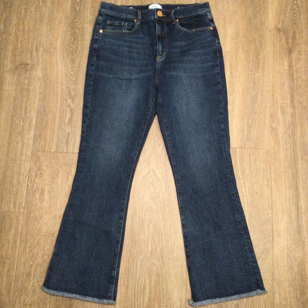 LOFT Outlet High Rise Flare Crop denim jeans 6